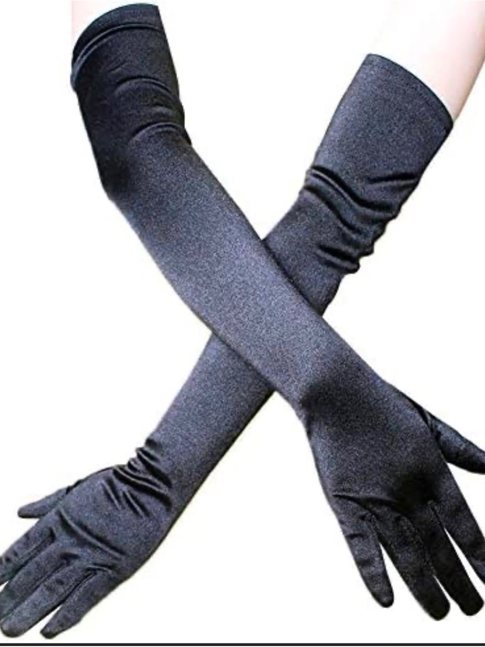 Black Long Satin Evening Gloves - Women Accessories Halloween 🎃